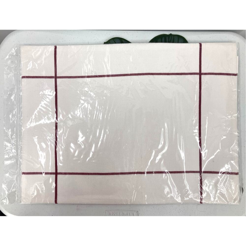 The Pampered Chef Set Of 2 White Wine Red Cotton Windowpane Placemats Dinning